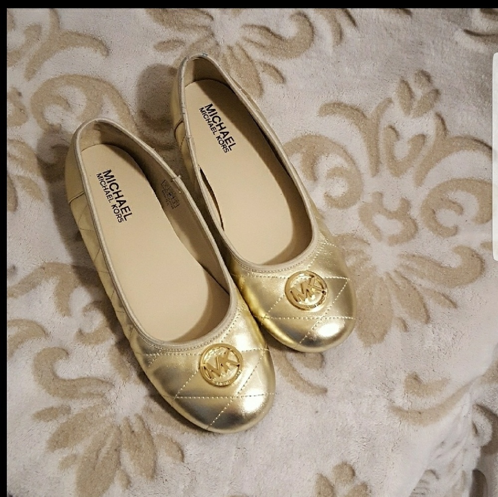 Michael Kors Gold Quilted Flats